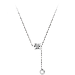 看起来很有钱简约小蛮腰流苏圆圈电镀S925纯银项链锁骨链女设计感