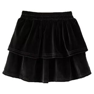 女童裙子春秋季2026新款秋冬丝绒女孩短裙儿童半身裙女宝宝蛋糕裙