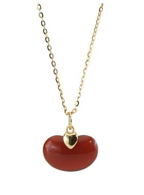 猫蛰S925银如意相思豆红玛瑙项链