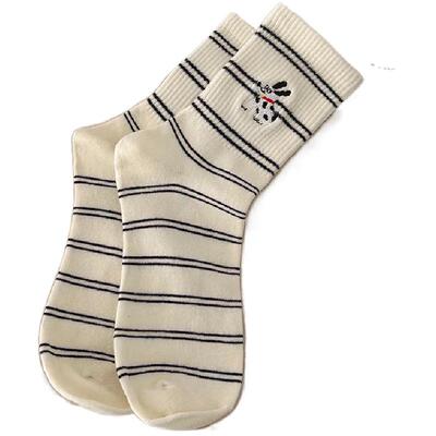 可爱小狗日系条纹学院风堆堆袜