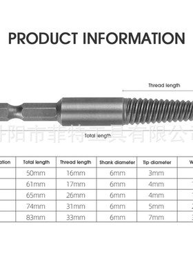 5pc六角柄断头螺丝取出器 60mm黑色快脱电动六角断丝取出工具组套