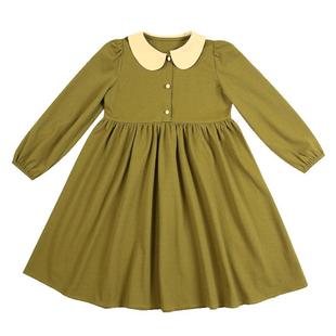 LittleNaive儿童连衣裙学院风翻领长裙秋季款女童连衣裙高级感