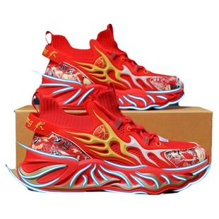 本命年鞋子男鞋2026马年新款夏季红色运动鞋大码男士飞织网面跑鞋
