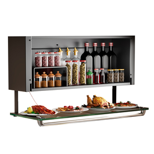 力芝厨房壁挂式吊柜下方下拉式调料吊柜置物架上墙免打孔收纳储物