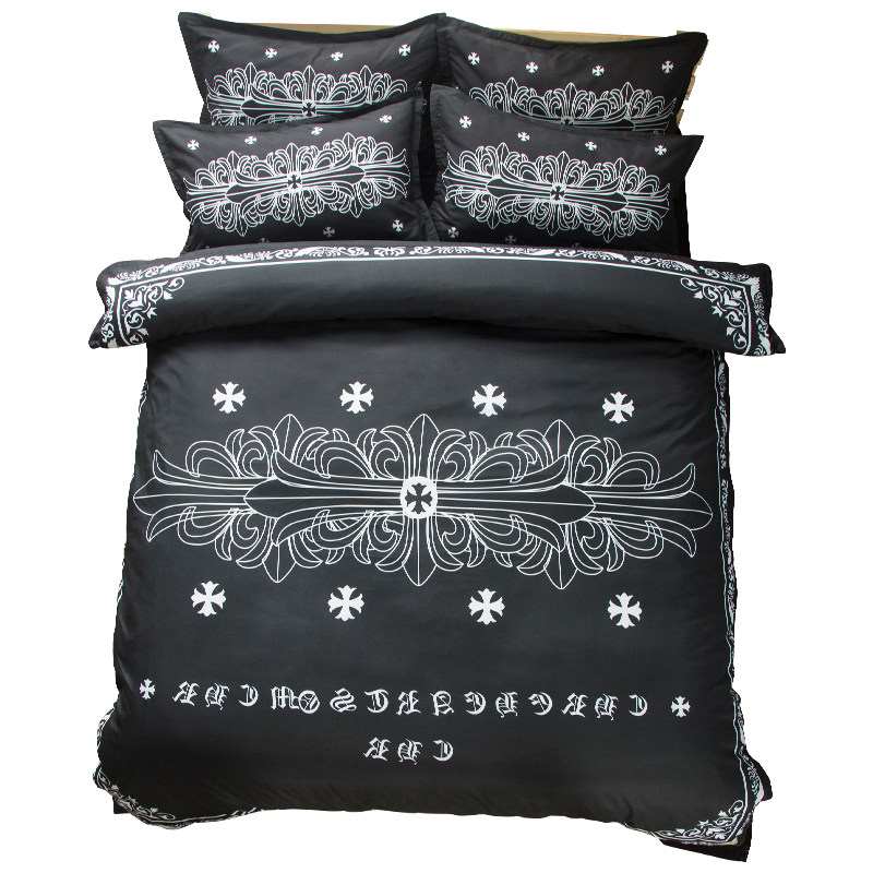 北欧简约图腾印花男士黑色枕套