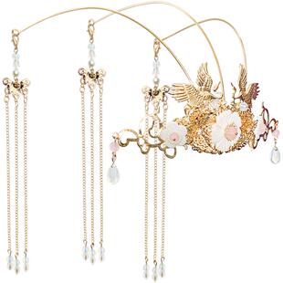 儿童汉服头饰发冠女童古风凤冠超仙全套古装发饰发簪头冠步摇流苏