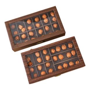 复古木纹皮文玩核桃收纳盒大容量防尘核桃收藏箱佛珠手串展示盒子