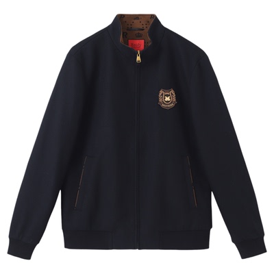 雷迪波尔立领夹克品牌胸章羊毛呢