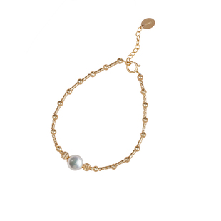 赛赛莉安轻奢气质转运珠光泽感天然珍珠14K包金手链高级小众设计