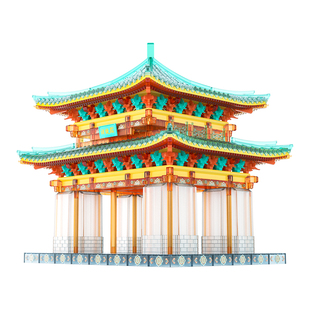 重拾营造敦煌胡旋殿重檐斗拱国潮古建榫卯积木生日礼物毕业礼物