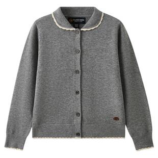 【山羊绒】eland kids衣恋童装女童青少年针织开衫26秋冬新品毛衣