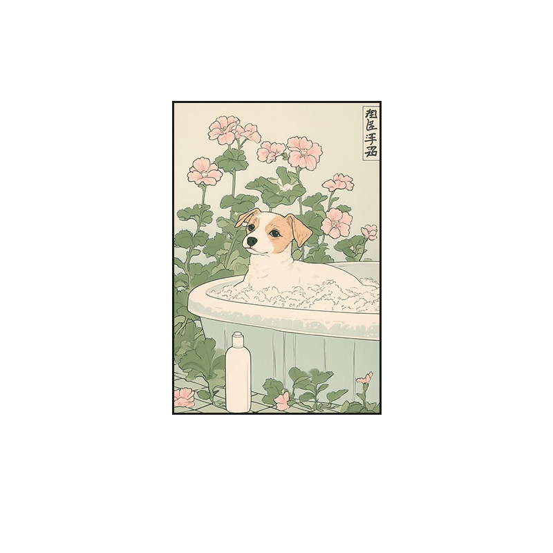 卫生间装饰画猫咪宠物动物厕所洗手间澡堂洗浴中心浴室挂画壁画