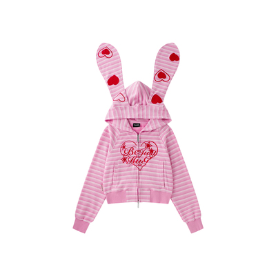 BJHG趣味兔耳朵开衫卫衣外套