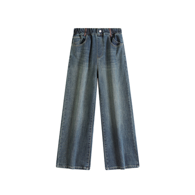 街头百搭加绒牛仔裤小小大星球