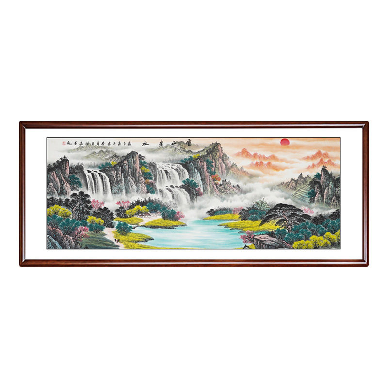 富山贵水纯手绘山水画客厅装饰画
