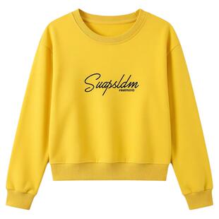 短款加绒加厚高档卫衣2026新款春秋圆领宽松上衣ins潮长袖女上衣