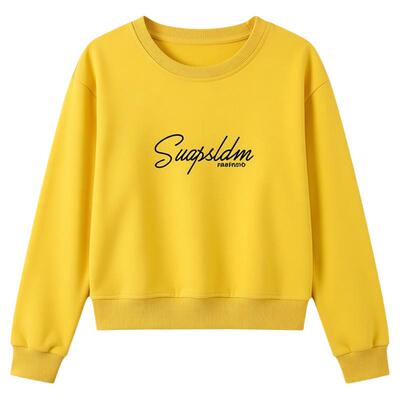 短款加绒加厚高档卫衣2026新款春秋圆领宽松上衣ins潮长袖女上衣