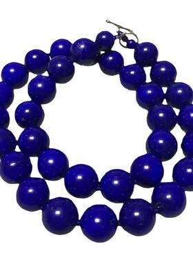 大青坊天然青金石圆珠女轻奢项链