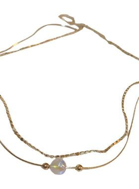 彩光人鱼珍珠链条多层韩国复古女