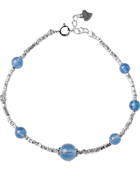 宫里上新天然海蓝宝碎银子手链