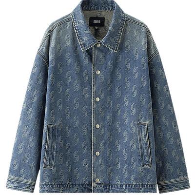 森马提花肌理牛仔外套休闲夹克男