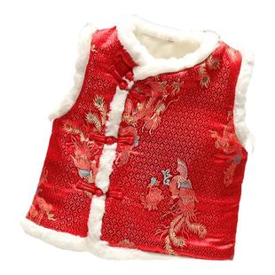 儿童新年马甲拜年服女男童唐装棉马甲幼儿园元旦表演服中大班合唱