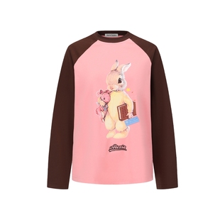 黄灿灿同款Alexia Sandra大兔子印花插肩长袖宽松圆领T恤纯棉上衣