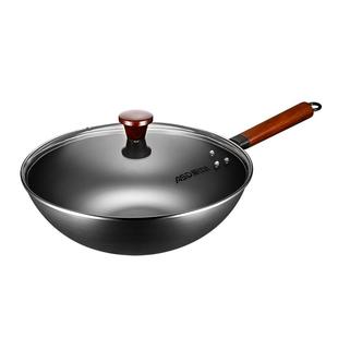 爱仕达铁锅不易锈爆炒精铁锅家用无涂层炒菜锅燃气灶硬菜炒锅锅具