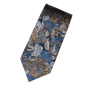 塞浦路斯 暗蓝果园抽象花纹复古领带男士正装休闲真丝色织礼盒装