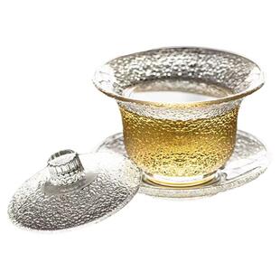 三才盖碗茶杯三件套茶碗功夫茶具玻璃公道杯加厚耐热泡茶碗带盖子