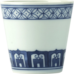 三勤堂功夫茶具茶杯手绘青花主人杯景德镇陶瓷花卉仙鹤直口杯单杯