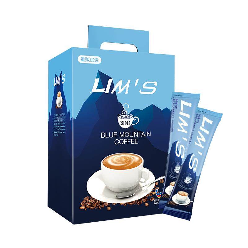LIMS零涩进口蓝山风味速溶咖啡粉学生三合一特浓咖啡100条装1600g