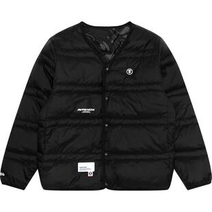 Aape旗舰店男装秋冬双面穿猿人徽章字母迷彩羽绒服外套7631XXL