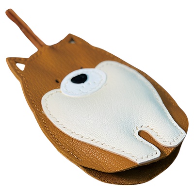 moze出品  真皮手工缝制创意小狗钥匙收纳包抽拉式钥匙包钥匙扣