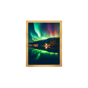 关灯是镜子开灯是画星空灯光画北极光风景小夜灯相框创意画框灯画