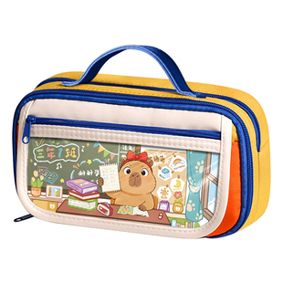 手提笔袋女生2026新款高颜值ins风文具盒女孩小学生文具袋男孩大容量初中学生铅笔盒男生小众多功能简约耐脏