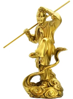 黄铜齐天大圣铜像孙悟空斗战胜佛神像铜猴子车载摆件