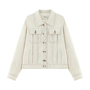 【白桦林】复古立体结构分割明线翻领老钱廓形飞行夹克外套-7201