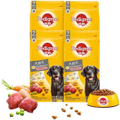 宝路通用狗粮老年犬粮1.8kg*4袋