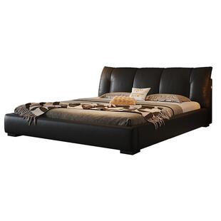 帕沙曼真皮床主卧大床1米8双人床意式软包皮床现代轻奢高级感婚床