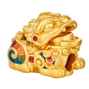 金至尊如意貔貅硬足金转运珠男士黄金路路通珐琅吊坠实用生日礼物