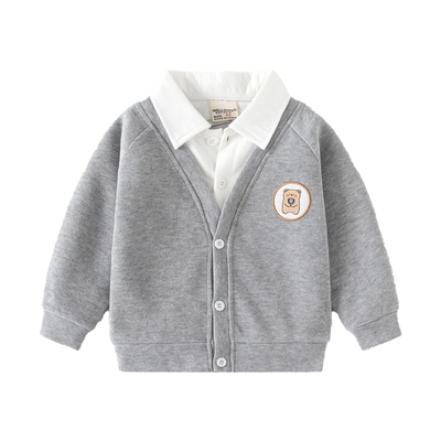 儿童假两件外套薄款春秋柔软开衫