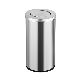 不锈钢垃圾桶包邮酒店大堂立式翻盖圆形座地果皮桶大号港式带内桶