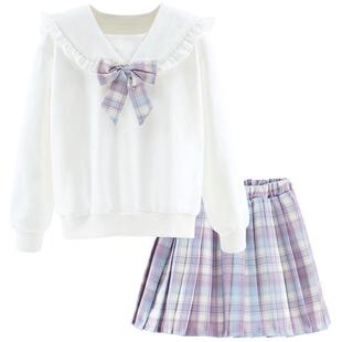 女童jk套装春秋装新款中大童卫衣学院风裙子洋气两件套童装薄