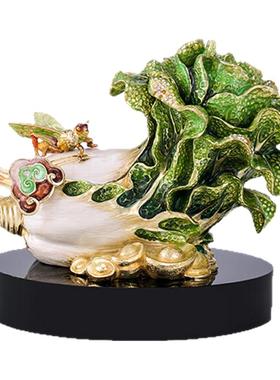 品粤【乔迁纪念】家居装饰翡翠百财珐琅工艺品玄关博古架桌面摆件