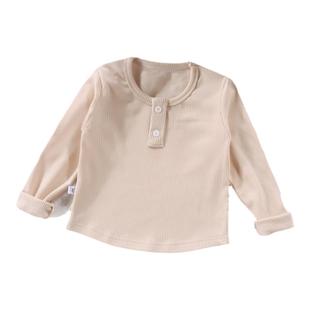 春秋季内搭圆领坑条德绒儿童打底衫男女宝宝长袖T恤百搭洋气上衣