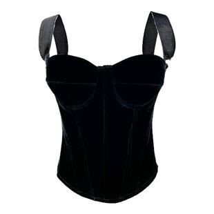丝绒拉链外穿鱼骨钢圈胸衣背心吊带法式高级感内搭秋冬复古欧美风