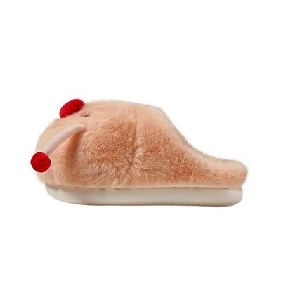 朴西红鼻子亲子毛绒棉拖鞋