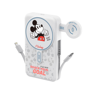 ideo Disney迪士尼正版双磁吸充电宝3C认证移动电源带双线支架可上飞机适用iPhone17iWatch手表华为快充正品