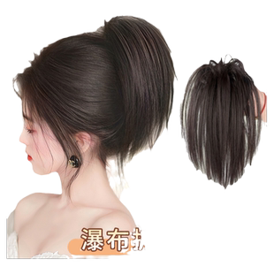 全真发喷泉高马尾假发辫子女抓夹短款辣妹鸡窝丸子头高颅顶慵懒